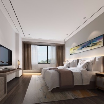 新中式酒店客房3d模型