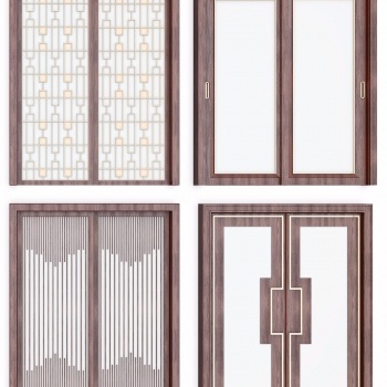 新中式实木推拉门组合