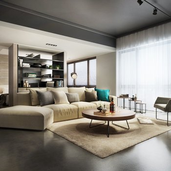 现代风格客厅卧室3d模型