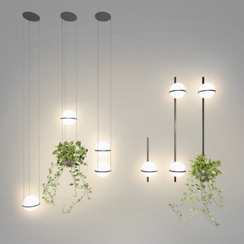 现代植物灯具组合