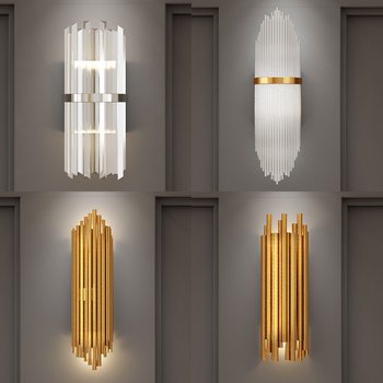 现代水晶金属壁灯3d模型