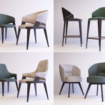 现代餐椅组合3d模型