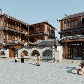 中式客栈建筑3d模型