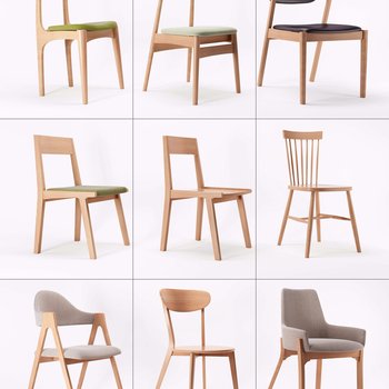 联隆家具 北欧单椅组合3d模型