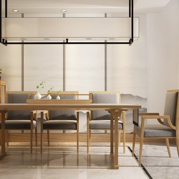 新中式餐桌椅3d模型