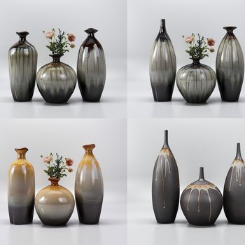 新中式花瓶摆件组合3d模型