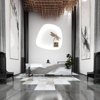 新中式会所前台大堂