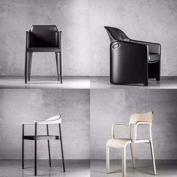 意大利 PLANK 现代单椅组合3d模型