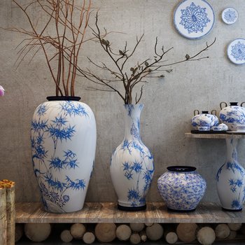 新中式青花瓷陶罐组合