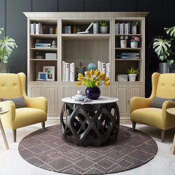 北欧书柜沙发组合