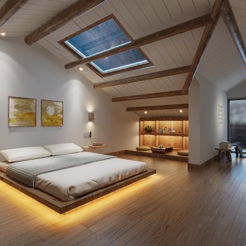 现代民宿卧室3d模型
