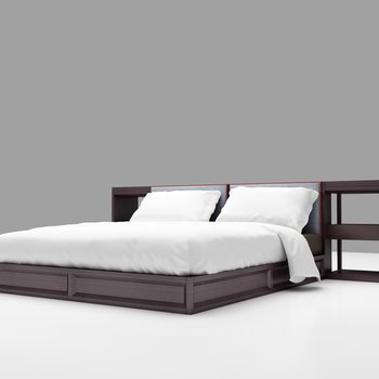 聿见 现代双人床3d模型
