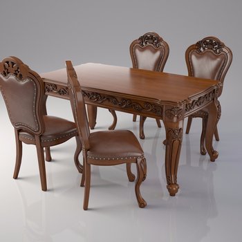 美式餐桌椅 3d模型
