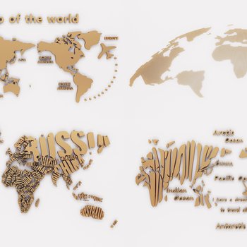 现代世界地图墙饰3d模型