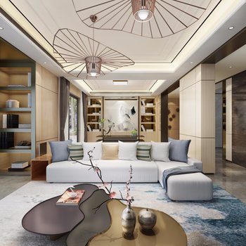 天恒设计 236平方风情万种的新亚洲风大平层豪宅样板间 现代客厅
