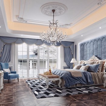 欧式古典卧室3d模型