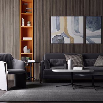 现代沙发茶几装饰柜组合3d模型