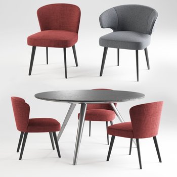 意大利 米洛提 Minotti现代椅子餐桌组合3d模型