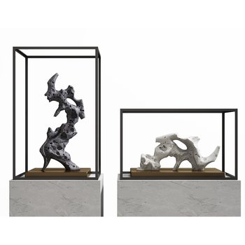 新中式石头雕塑3d模型