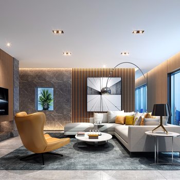 现代别墅客厅3d模型