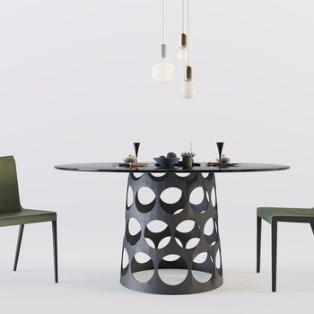 B&B Italia 现代餐桌椅组合模型