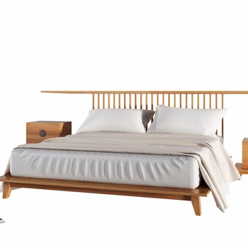 U+ 新中式床床头柜3d模型