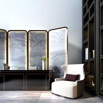 现代单人沙发玄关柜组合3d模型