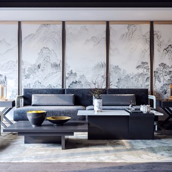 杜文彪设计 新中式沙发茶几组合3d模型