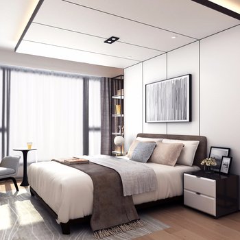 上海静安城央样板间现代卧室3d模型