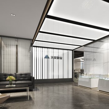 新中式办公室及前厅3d模型