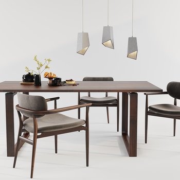 北欧木质餐桌椅3d模型
