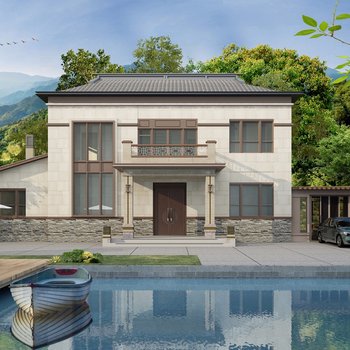 新中式别墅外观3d模型