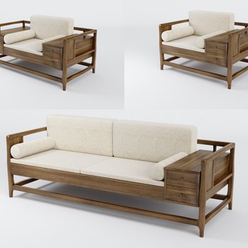 新中式沙发椅3d模型