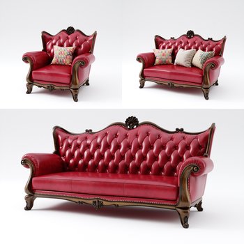 新古典美式沙发组合3d模型