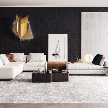 意大利 米洛提 Minotti 现代沙发茶几组合3d模型