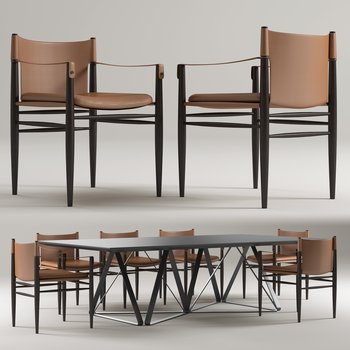 意大利 TRUSSARDI 现代餐桌椅组合3d模型