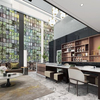 京璽國際设计 现代别墅客餐厅3d模型