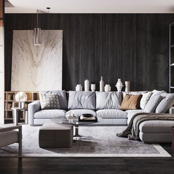 意大利 米洛提 Minotti 现代沙发茶几装饰柜组合