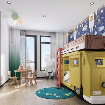 现代轻奢儿童房3d模型