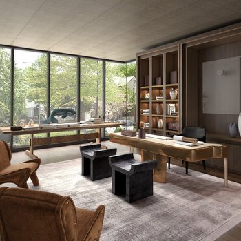 无间新作 新中式别墅书房3d模型