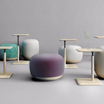 现代沙发凳茶几组合3d模型