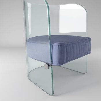 现代玻璃布艺单椅