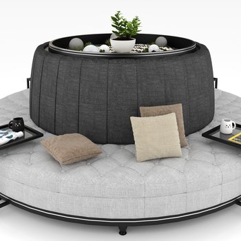 现代公共空间圆形沙发3d模型