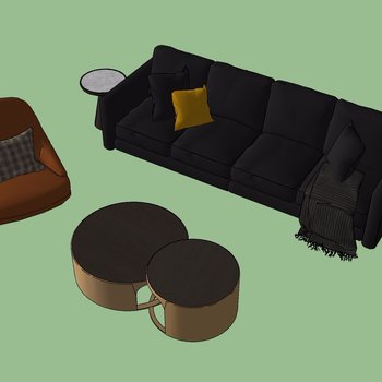 现代奢华沙发单椅茶几组合