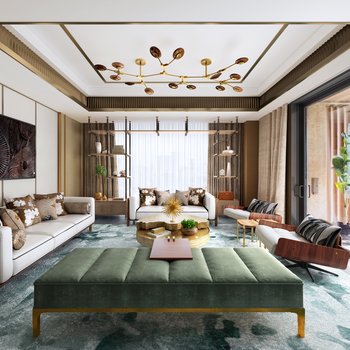 Joyce Wang 香港豪宅现代客厅3d模型