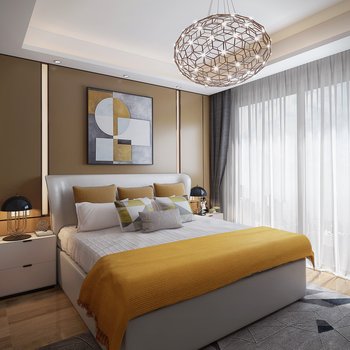 大观自成设计丨中南·湖悦天境样板房现代卧室