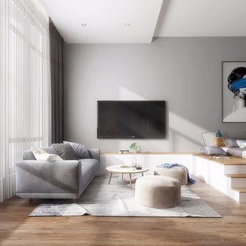 现代客厅卧室3d模型