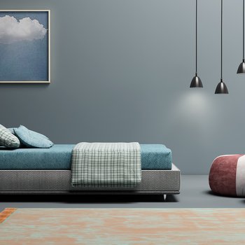 意大利 TWILS 现代双人床沙发凳组合