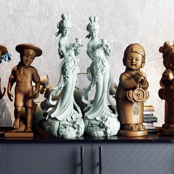 中式装饰雕塑组合