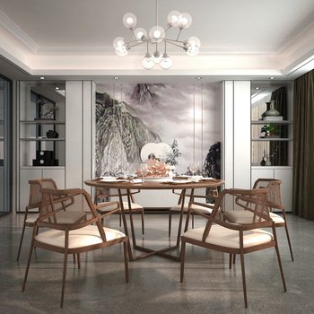 吴滨设计 摩登东方新中式餐厅3d模型